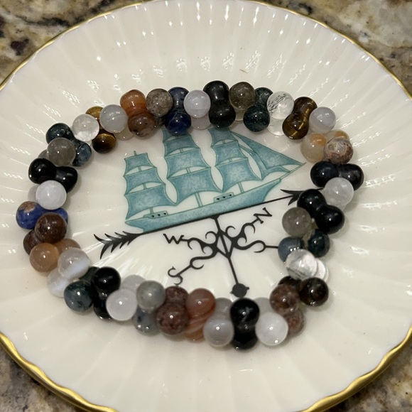 Artisan Real Stone Erimish Stretch Bracelet Rose Quarts Lapis Quartz - Picture 5 of 5